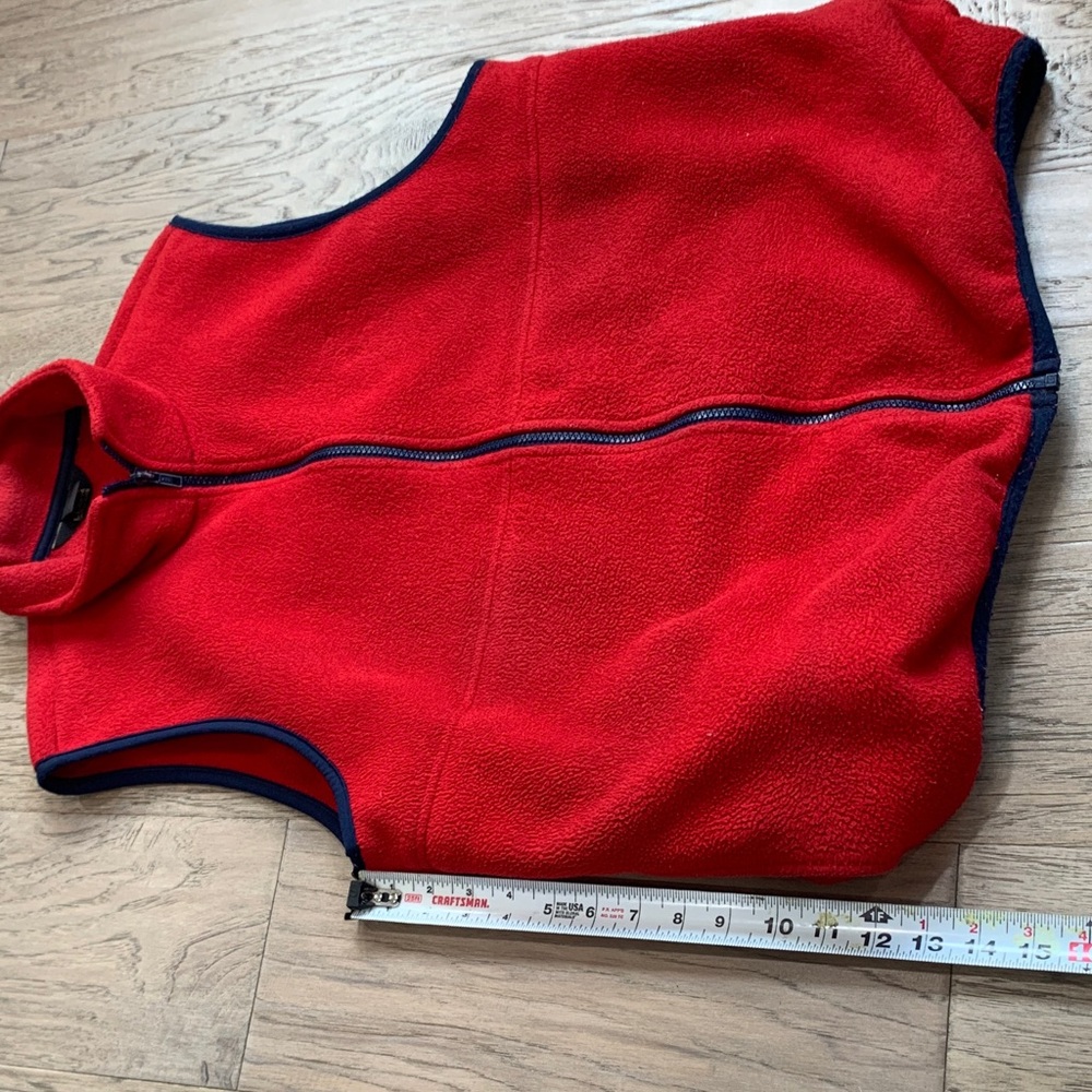 Vintage LL Bean Outdoor Men’s Medium Fleece Full Zipper Vest Made USA Red - Picture 6 of 7